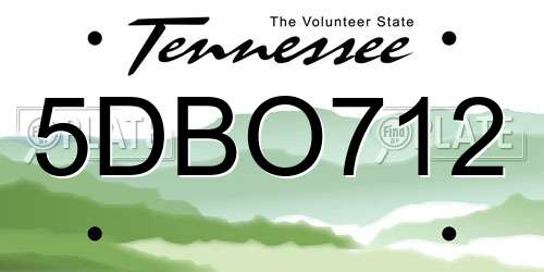 5DBO712 Tennessee License Plate
