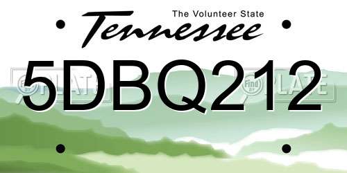 5DBQ212 Tennessee License Plate