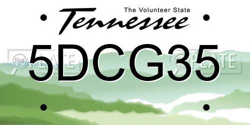 5DCG35 Tennessee License Plate