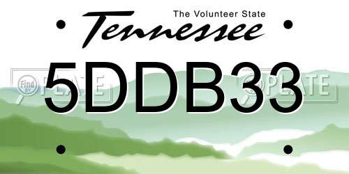 5DDB33 Tennessee License Plate