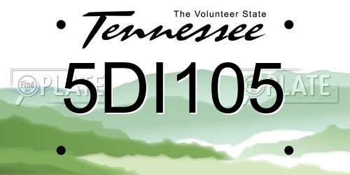 5DI105 Tennessee License Plate