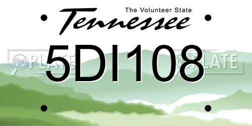 5DI108 Tennessee License Plate