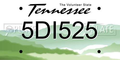 5DI525 Tennessee License Plate