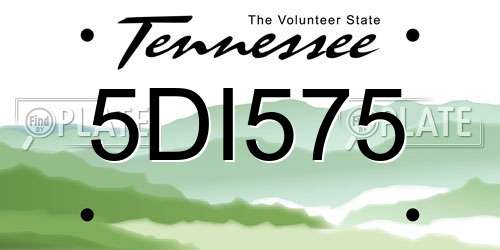 5DI575 Tennessee License Plate