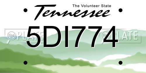 5DI774 Tennessee License Plate