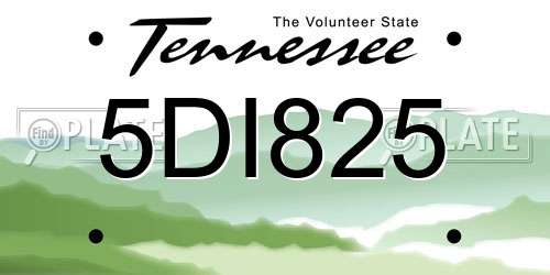 5DI825 Tennessee License Plate