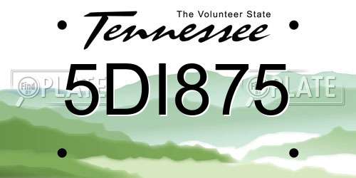5DI875 Tennessee License Plate