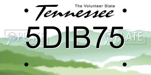 5DIB75 Tennessee License Plate