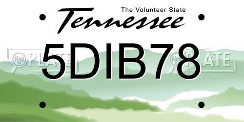 5DIB78 Tennessee License Plate
