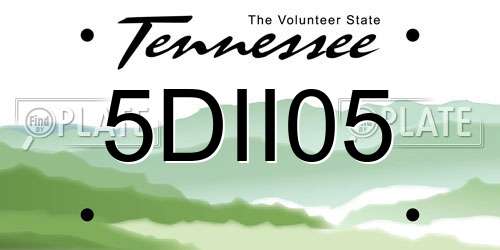 5DII05 Tennessee License Plate