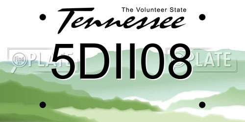 5DII08 Tennessee License Plate