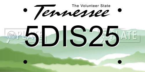 5DIS25 Tennessee License Plate