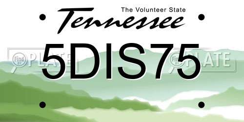 5DIS75 Tennessee License Plate