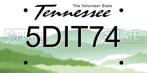 5DIT74 Tennessee License Plate