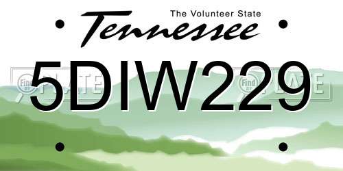 5DIW229 Tennessee License Plate