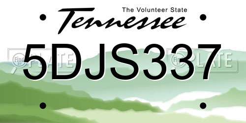 5DJS337 Tennessee License Plate