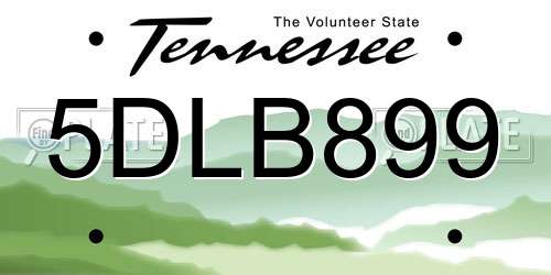 5DLB899 Tennessee License Plate