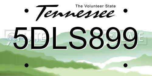 5DLS899 Tennessee License Plate
