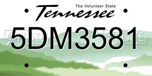 5DM3581 Tennessee License Plate