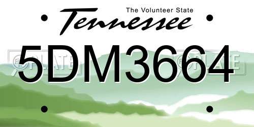 5DM3664 Tennessee License Plate