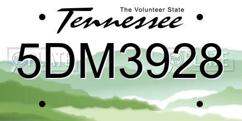 5DM3928 Tennessee License Plate