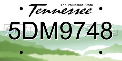 5DM9748 Tennessee License Plate