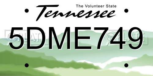 5DME749 Tennessee License Plate