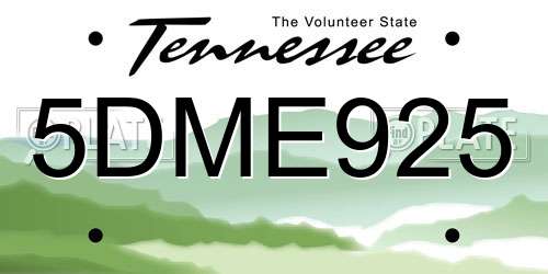 5DME925 Tennessee License Plate