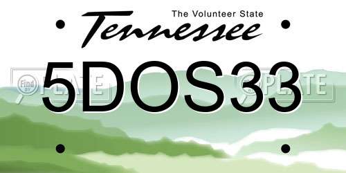 5DOS33 Tennessee License Plate