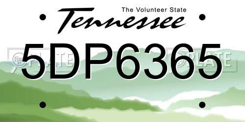 5DP6365 Tennessee License Plate