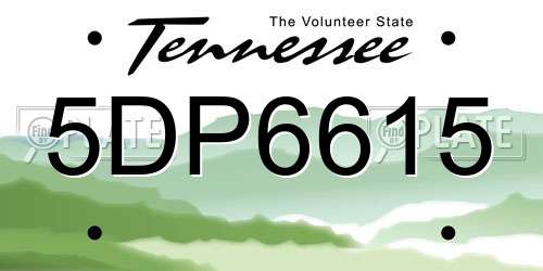 5DP6615 Tennessee License Plate