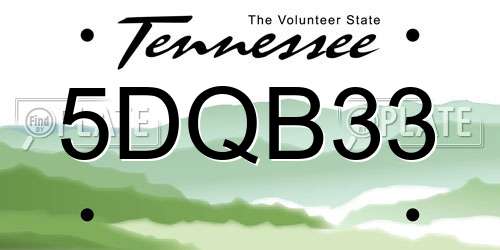 5DQB33 Tennessee License Plate