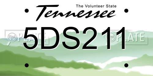 5DS211 Tennessee License Plate