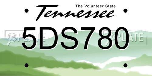 5DS780 Tennessee License Plate
