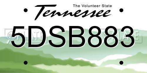 5DSB883 Tennessee License Plate
