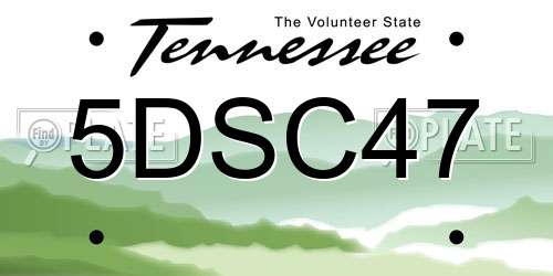 5DSC47 Tennessee License Plate
