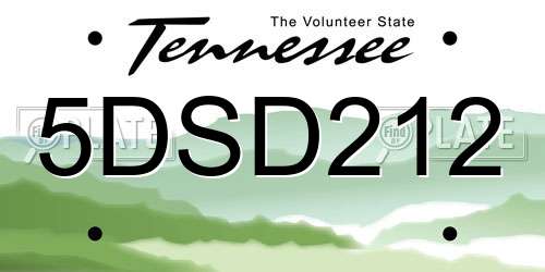 5DSD212 Tennessee License Plate