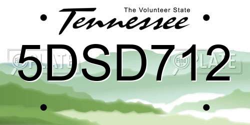 5DSD712 Tennessee License Plate