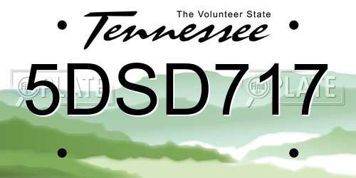 5DSD717 Tennessee License Plate