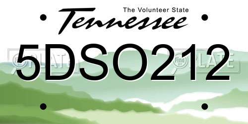 5DSO212 Tennessee License Plate