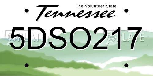 5DSO217 Tennessee License Plate