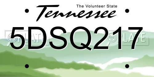 5DSQ217 Tennessee License Plate