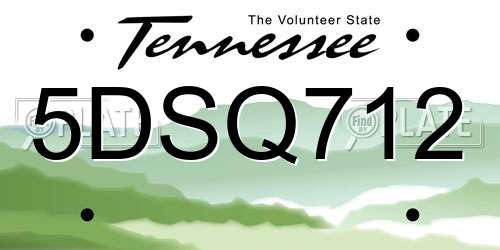5DSQ712 Tennessee License Plate