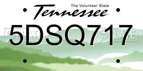 5DSQ717 Tennessee License Plate