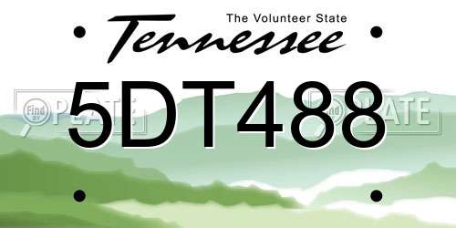 5DT488 Tennessee License Plate