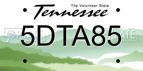 5DTA85 Tennessee License Plate