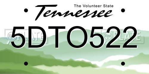 5DTO522 Tennessee License Plate