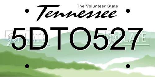 5DTO527 Tennessee License Plate