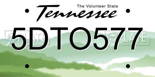 5DTO577 Tennessee License Plate