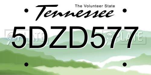 5DZD577 Tennessee License Plate